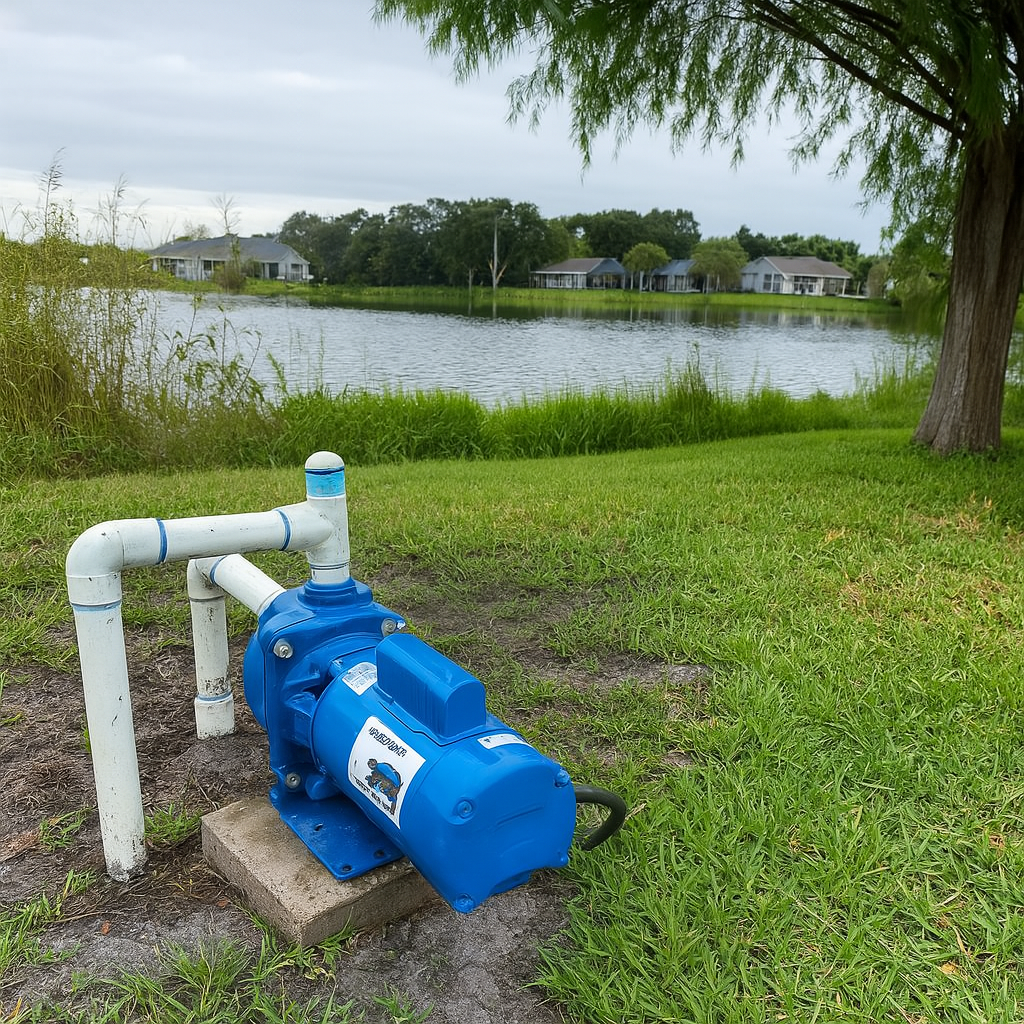 Goulds GT Series centrifugal pump – side view of 1 HP cast iron self-priming pump for irrigation and water systems
